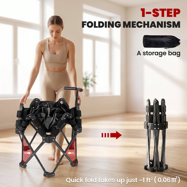 Mini trampoline pliable avec barre de soutien ajustable et capacité de 400 lb