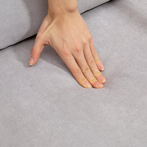 Fauteuil lounge en tissu avec pieds en bois et rembourrage épais, gris