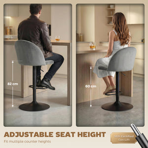 Ensemble de 2 tabourets de bar pivotants avec repose-pieds, gris
