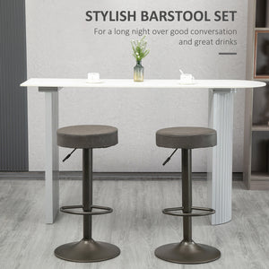 Set of 2 modern bar stools in faux leather, dark grey