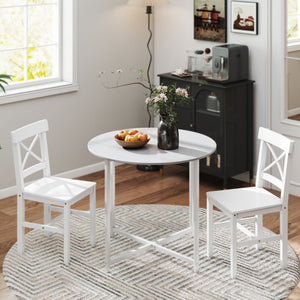 Ensemble de 2 chaises de salle à manger en bois avec dossier croisé, blanches