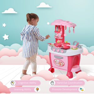 Ensemble de cuisine pour enfants avec son et lumière et 38 accessoires - Rose