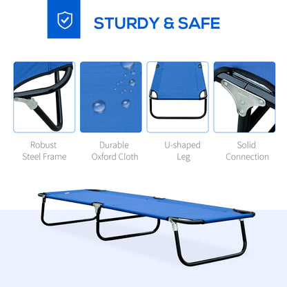 Foldable Camping Bed for Adults, Portable Outdoor Sleeping Bed, Blue