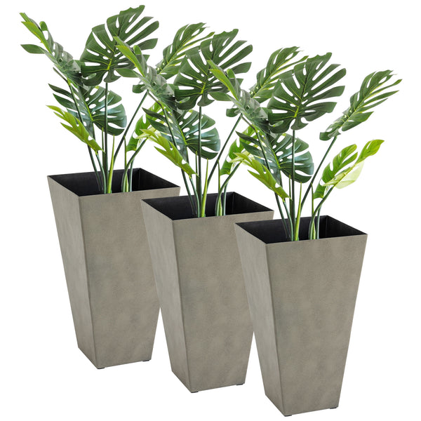 Lot de 3 jardinières en plastique
