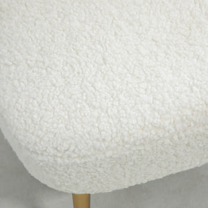 Fauteuil de salon avec rembourrage moelleux et pieds dorés, blanc