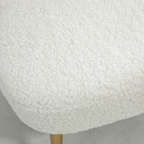Fauteuil de salon avec rembourrage moelleux et pieds dorés, blanc