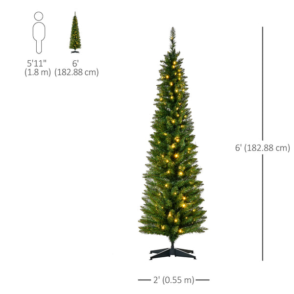 Sapin de Noël artificiel vert pré-éclairé de 6 pieds avec lumières LED blanc chaud