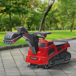 3 en 1 Excavatrice Compacteur Roulant avec Musique, Rouge