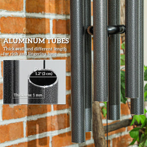 Carillon éolien avec 6 tubes en aluminium et crochet