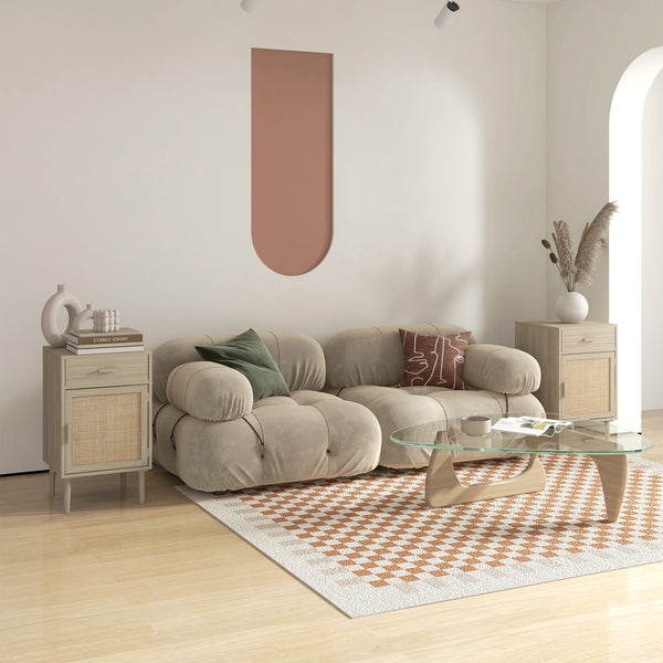 Lot de 2 tables de chevet bohèmes avec tiroir en chêne