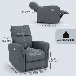 Fauteuil inclinable électrique, revêtement en tissu, ports USB, repose-pieds, gris anthracite