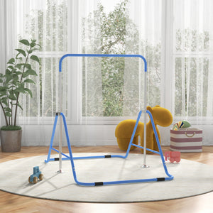 Barre de gymnastique pliable pour enfants à hauteur réglable, bleu