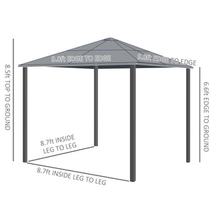 Gazebo 10 x 10 pi à toit rigide, abri robuste, pare-soleil avec rideau, beige et café
