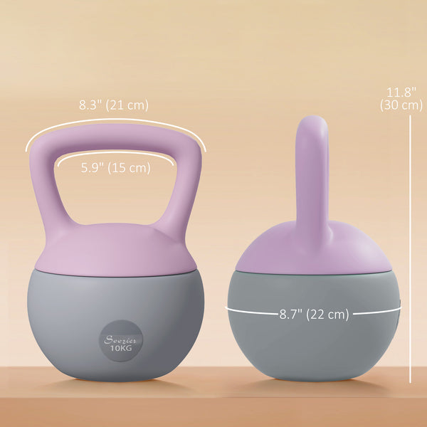 Soozier 22 lb Soft Kettlebell, Sand Filled Weight with Grip Handle, Kettlebell Weight for Full Body Workout, Purple