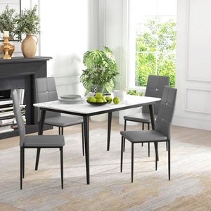 Set of 4 modern high-back, upholstered chairs with padded seats, grey