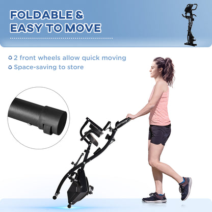 3-in-1 Folding Exercise Bike with 8-Level Magnetic Resistance, Adjustable Seat, Black