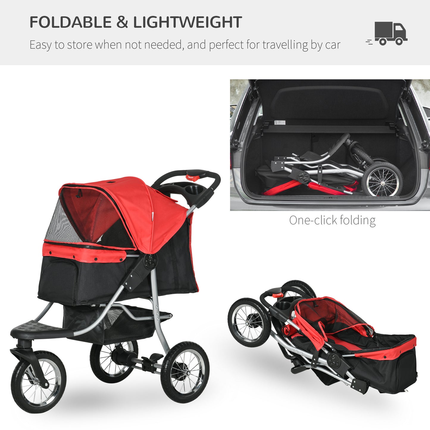 Luxury Pet Stroller, Red