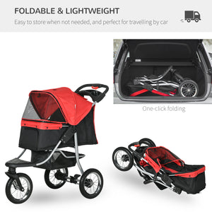 Poussette de luxe pour animaux de compagnie, rouge