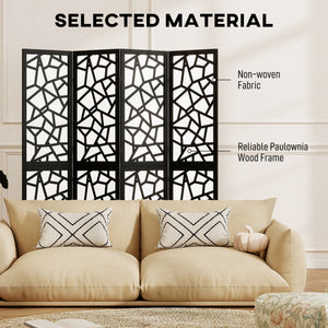 Folding screen with 4 panels, 1.70 m, lightweight and opaque, geometric pattern, black