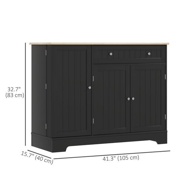 Buffet moderne avec tiroir, étagère réglable, 3 portes, pour salle à manger, noir
