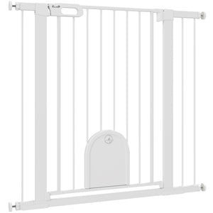 Barrière de sécurité pour chien de 89 cm de hauteur, fixation par pression pour escalier, blanche