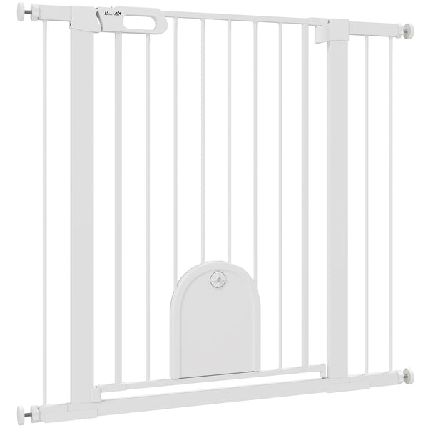 Barrière de sécurité pour chien de 89 cm de hauteur, fixation par pression pour escalier, blanche