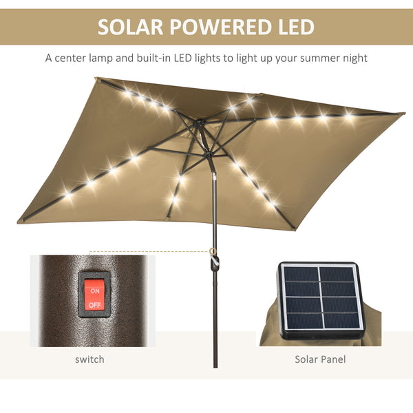 9.7-foot rectangular parasol, light brown