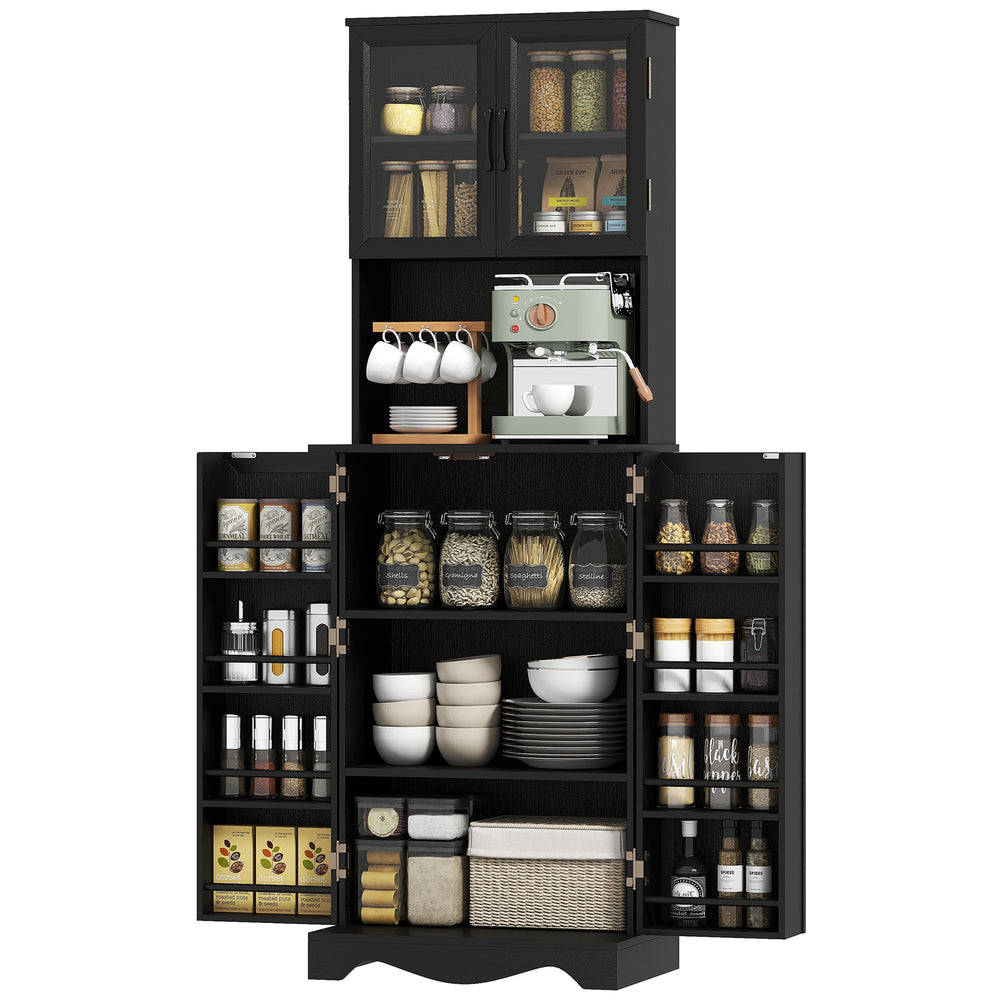 Meuble de rangement avec 8 étagères, noir