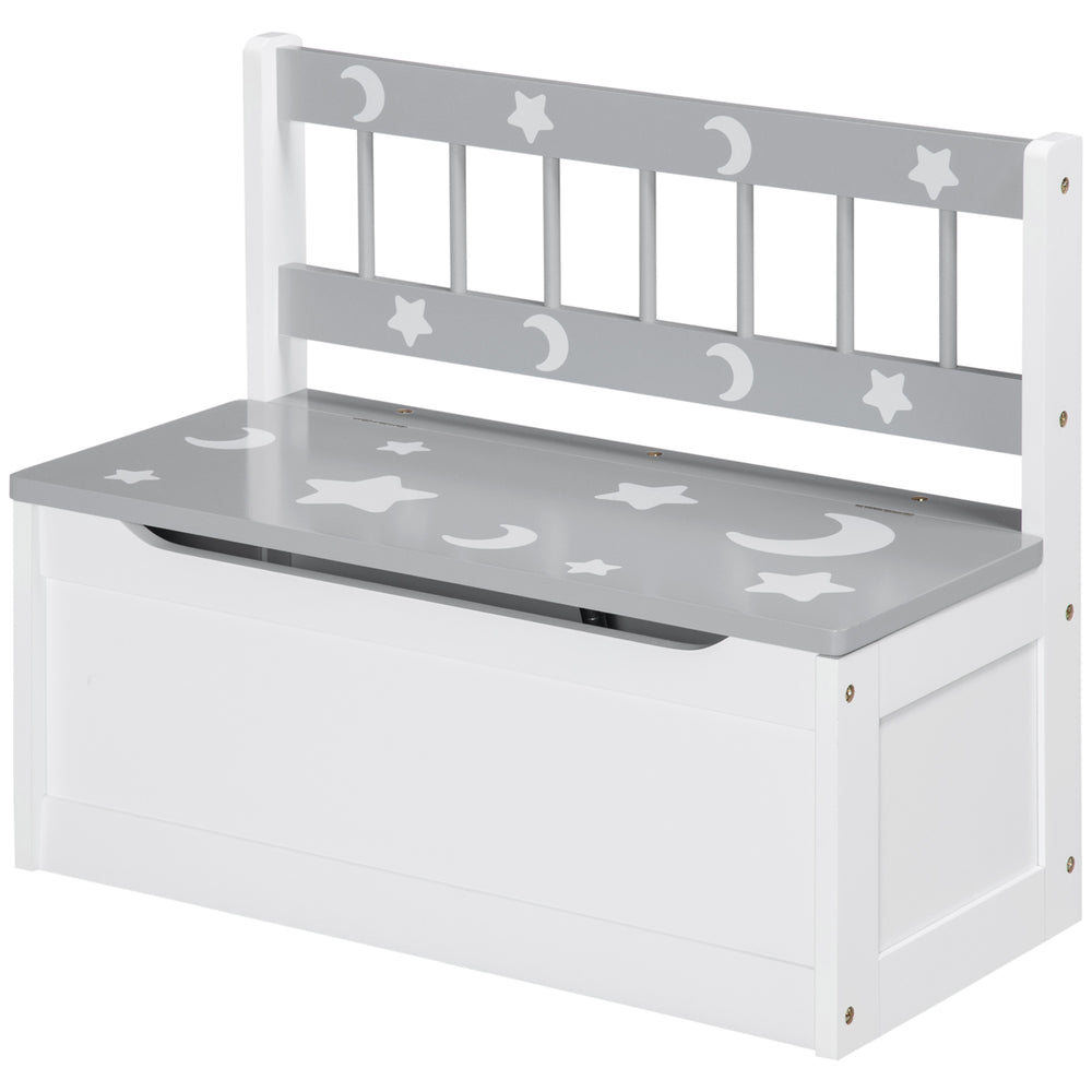 Toy box with lid and safety hinge, gray