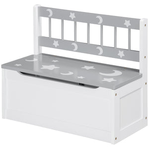 Toy box with lid and safety hinge, gray