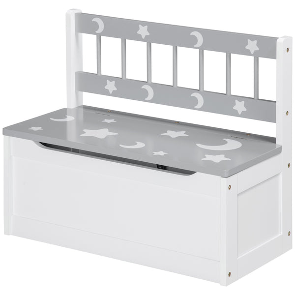 Toy box with lid and safety hinge, gray