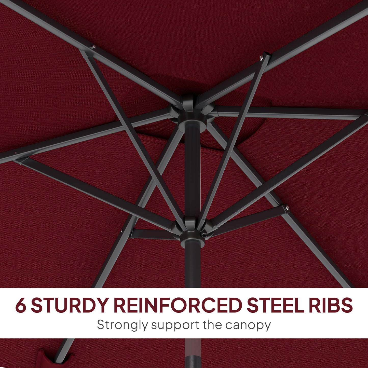 Outsunny 2 x 3 m Rectangular Tilting Aluminum Garden Parasol, Garden Umbrella, Outdoor Umbrella with Crank, Wine Red