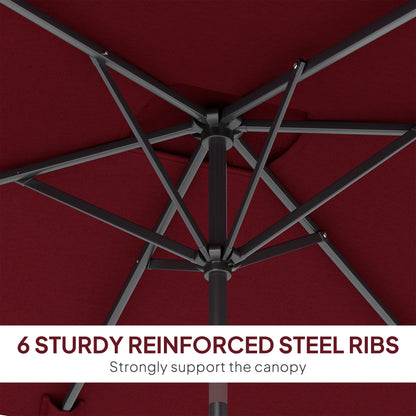 Outsunny 2 x 3 m Rectangular Tilting Aluminum Garden Parasol, Garden Umbrella, Outdoor Umbrella with Crank, Wine Red