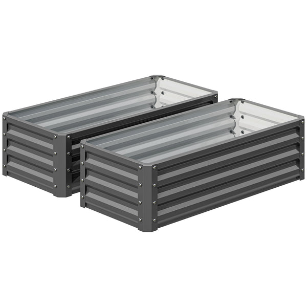 Jardinières surélevées galvanisées, lot de 2, pour fleurs et légumes, gris clair
