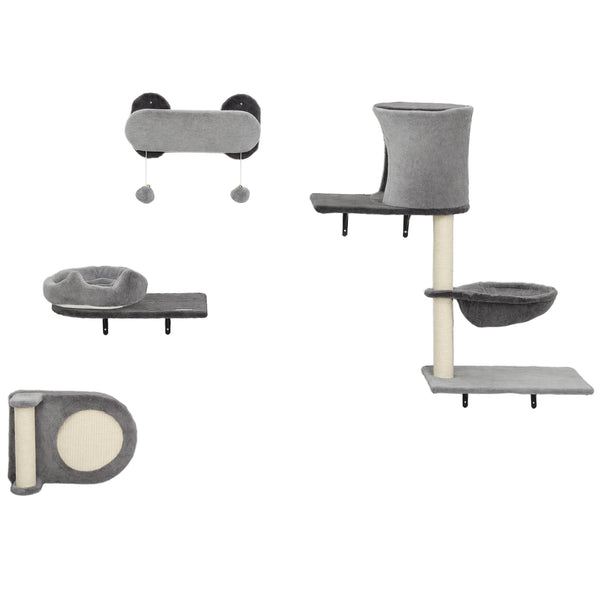 Arbre à chat mural avec griffoir et coussin