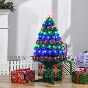Sapin de Noël artificiel en fibre optique LED pré-éclairé de 3 pieds avec support