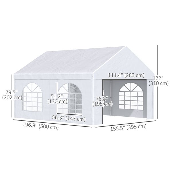 16.5' x 13' Outdoor Tents for Parties, Event Tent with Sides, 4 Windows and 2 Doors, White