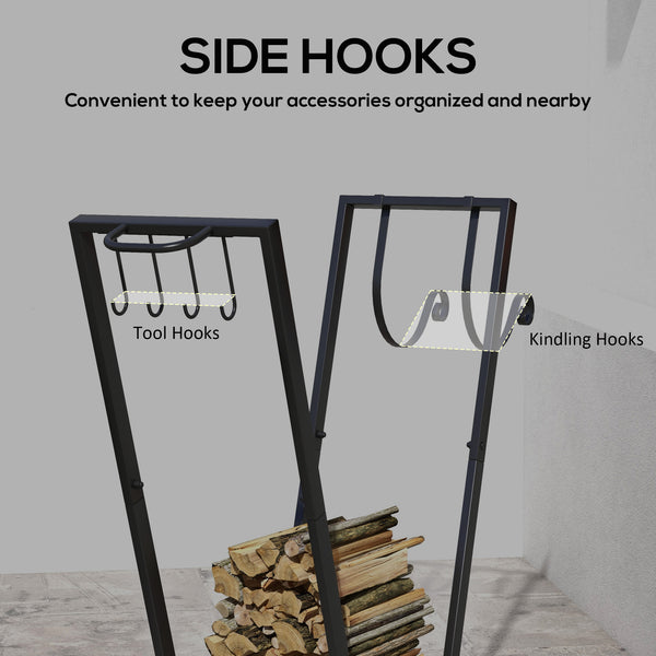 79cm Heavy Duty Log Rack with Swivel Casters Black