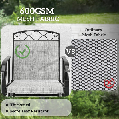 Lot de 2 chaises d'extérieur Outsunny, balancelles de patio avec assise en maille respirante épaisse, dossier haut, structure en acier, gris