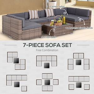 7-piece furniture set in woven resin, grey