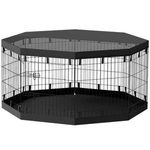 Parc pliable pour chien à 8 panneaux avec tapis de sol