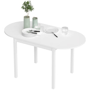 Solid wood drop-leaf kitchen table for small spaces, white