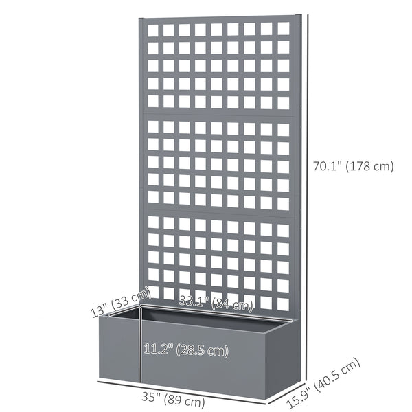 Galvanized raised planter with trellis for climbing plants, vegetables and vines