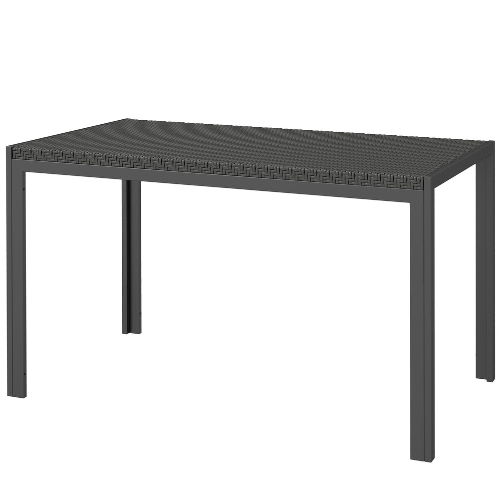 Table de patio 4 places avec plateau en rotin synthétique, noir