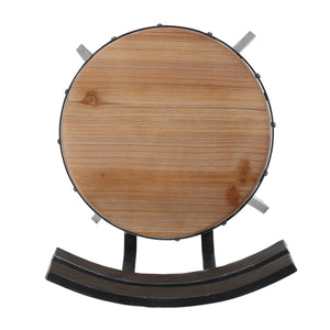 Tabouret de bar réglable en métal avec assise en bois, pivotant à 360°, noir antique