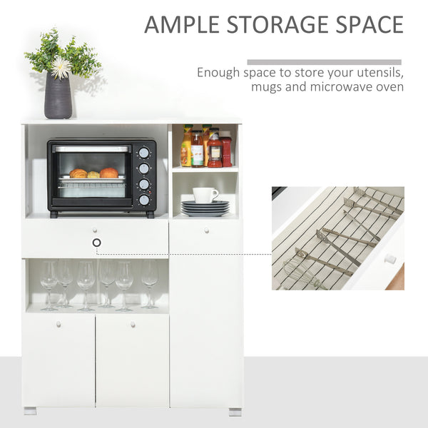 Armoire de cuisine avec support pour four à micro-ondes, blanc