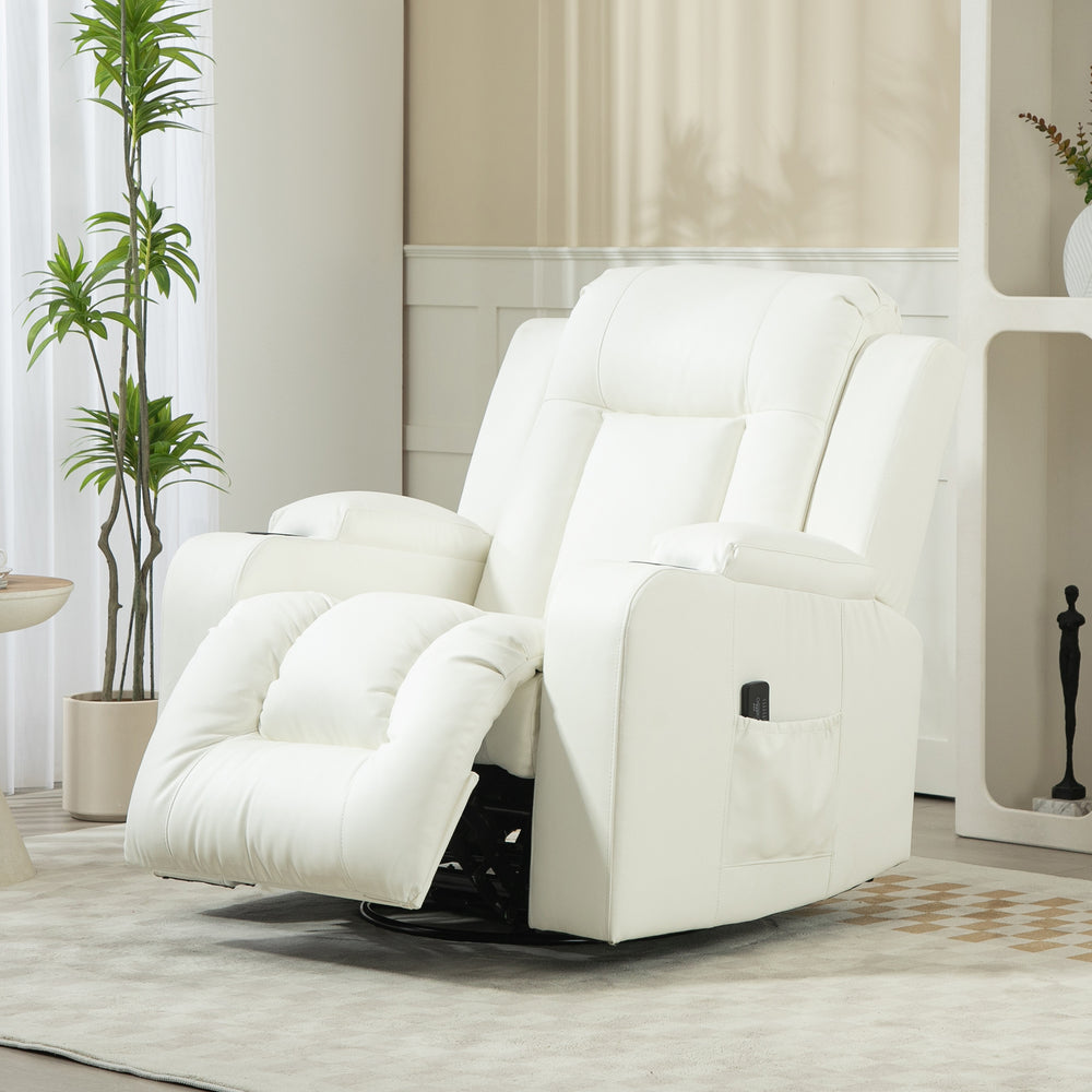 Fauteuil à bascule massant pivotant, blanc crème