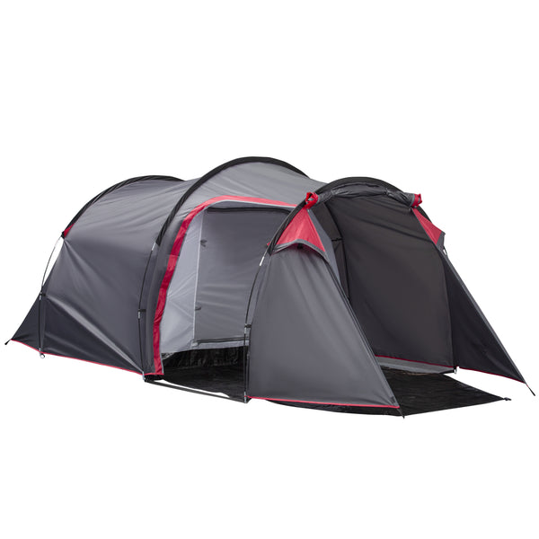 2-3 Person Pop-Up Camping Tent with Mosquito Net, Zippered Doors, Carry Bag for Fishing and Hiking, Dark Grey