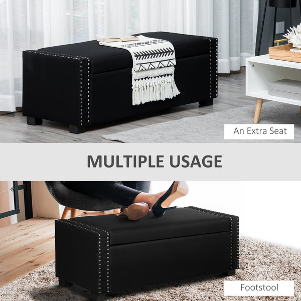 Banc de rangement rabattable rembourré en tissu, gris foncé