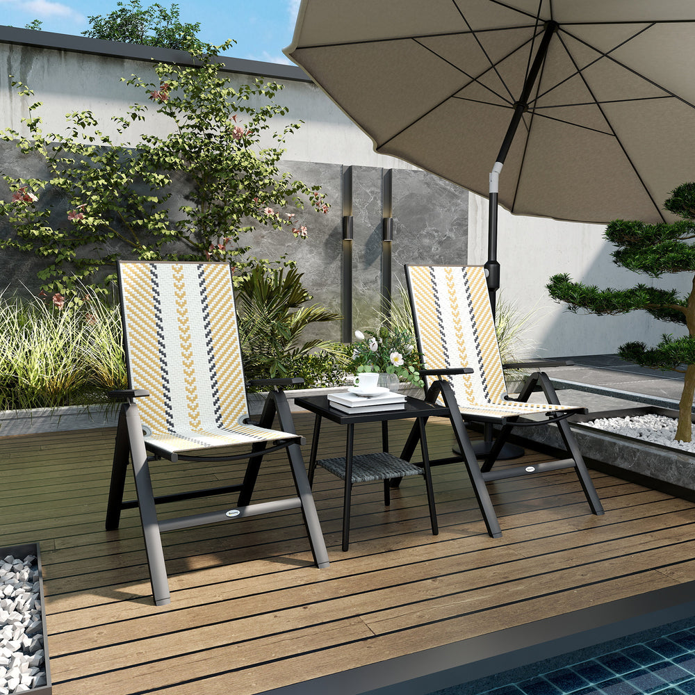 Ensemble de 2 chaises d'extérieur en résine tressée avec dossier réglable 5 positions